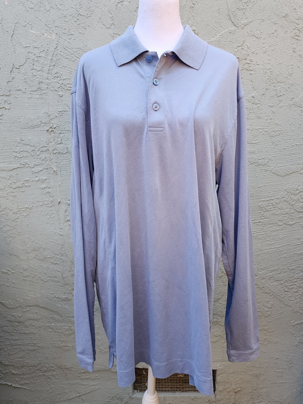 CUTTER & BUCK Men’s Long Sleeve Performance Polo Shirt Slate Blue Golf XL